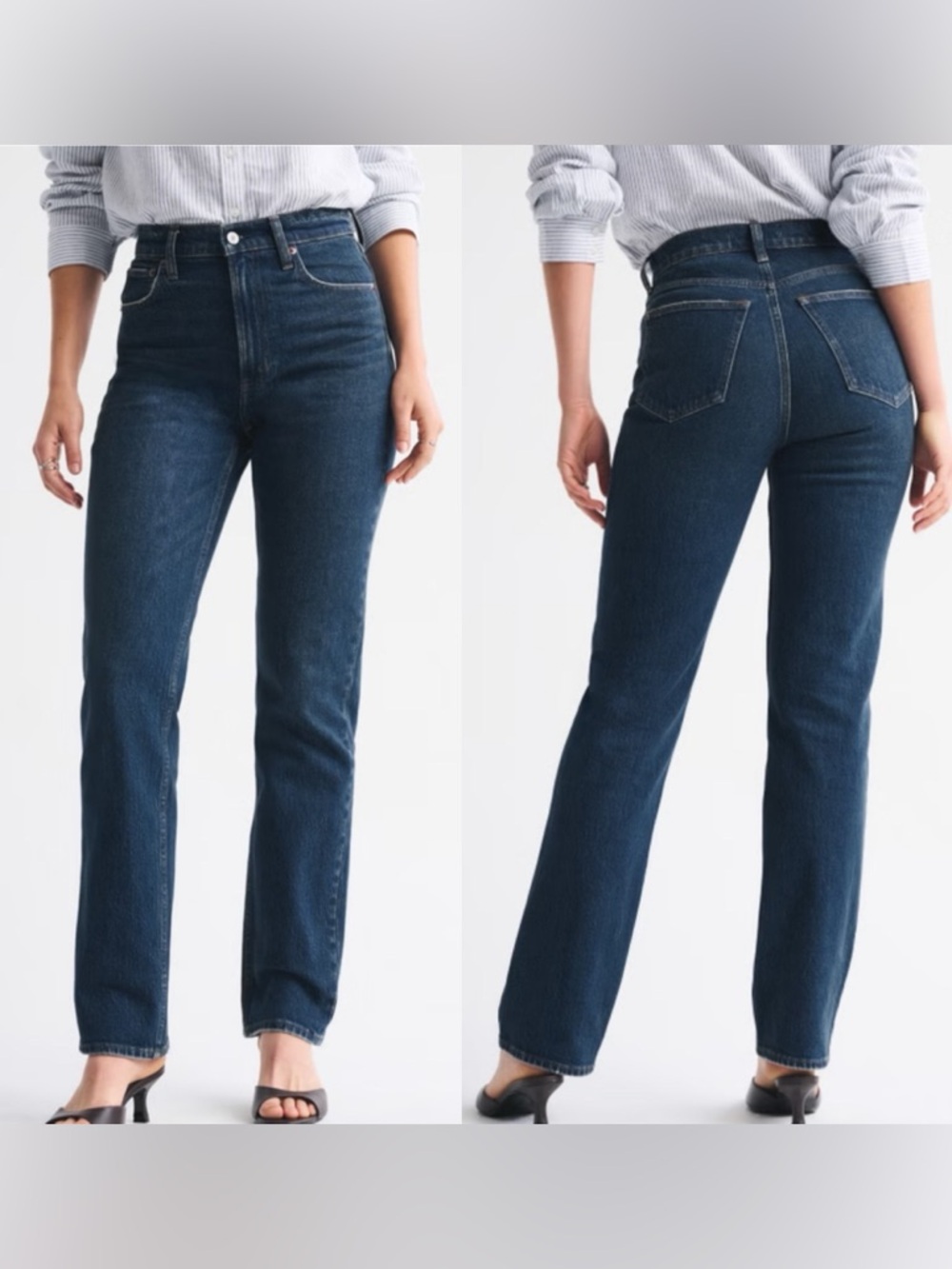 Abercrombie & Fitch Ultra High Rise 90s Straight Jean Dark Wash Blue